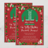 Prettig kerstfeest Rood & Groen Uitnodiging (Voorkant / Achterkant)