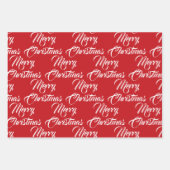 Prettig kerstfeest rood groen wit elegant script  inpakpapier vel (Voorkant 2)