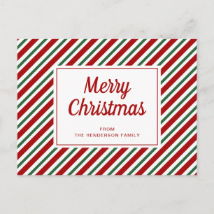 Prettig kerstfeest Rood Groen Wit Gestreept Patroo Briefkaart