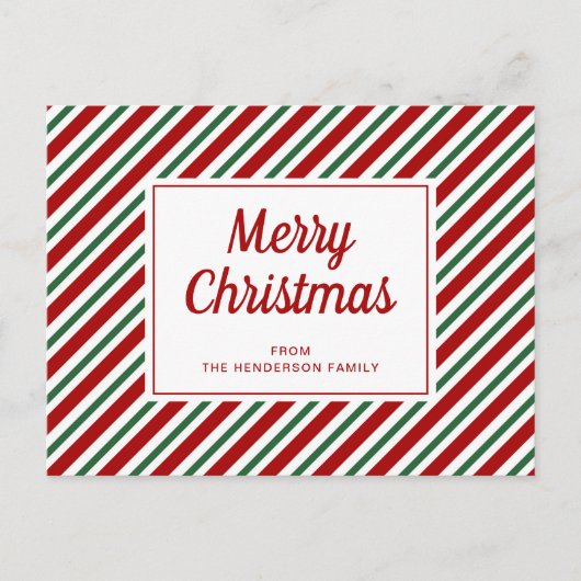 Prettig kerstfeest Rood Groen Wit Gestreept Patroo Briefkaart (Voorkant)