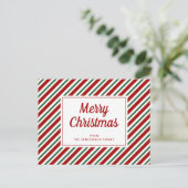 Prettig kerstfeest Rood Groen Wit Gestreept Patroo Briefkaart (Staand voorkant)