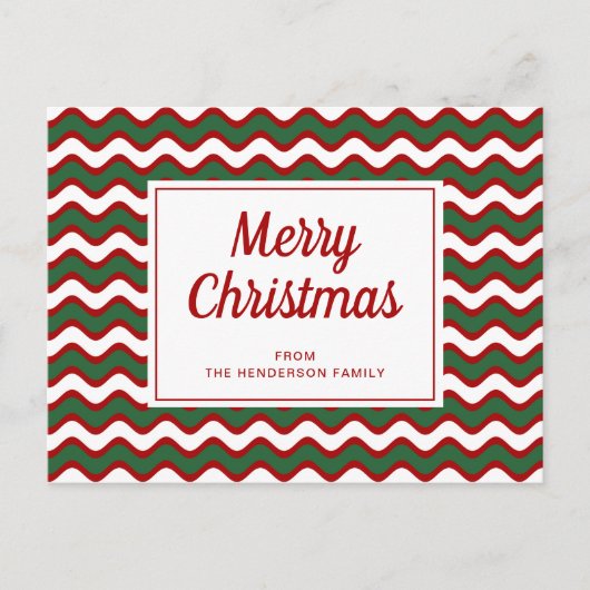 Prettig kerstfeest Rood Groen Wit Strepen Golven Briefkaart (Voorkant)