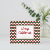 Prettig kerstfeest Rood Groen Wit Strepen Golven Briefkaart (Staand voorkant)