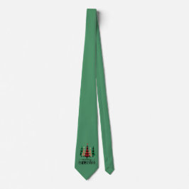 Prettig kerstfeest Rood Groen Zwart Buffalo Plaid  Stropdas