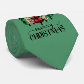 Prettig kerstfeest Rood Groen Zwart Buffalo Plaid Stropdas (Opgerold)