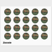 Prettig kerstfeest rood groene goudkleurige script ronde sticker (Vel)