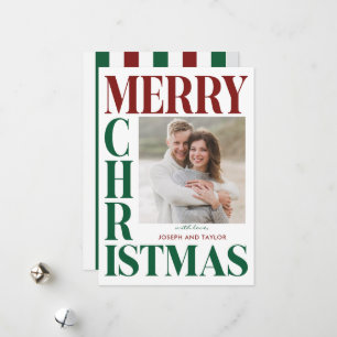 Prettig kerstfeest Rood Groene Typografie Vierkant Feestdagenkaart