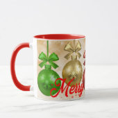Prettig kerstfeest Rood Groene Versieringen Sneeuw Mok (Links)
