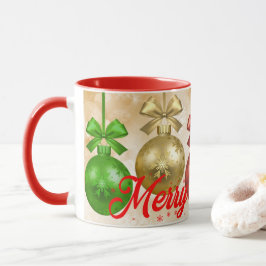 Prettig kerstfeest Rood Groene Versieringen Sneeuw Mok
