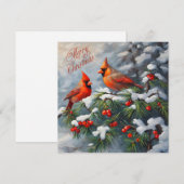 Prettig kerstfeest Rood Kardinaal met Wilde Bessen Feestdagenkaart (Voorkant / Achterkant)