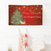Prettig kerstfeest,Rood ,Kerstboom,Kerst slee Spandoek (Insitu)