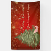 Prettig kerstfeest,Rood ,Kerstboom,Kerst slee Spandoek (Verticaal)