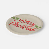 Prettig kerstfeest Rood namaalfolie Modern script Papieren Bordje (Gekanteld)