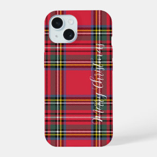 Prettig kerstfeest rood ruitjes iPhone 15 case