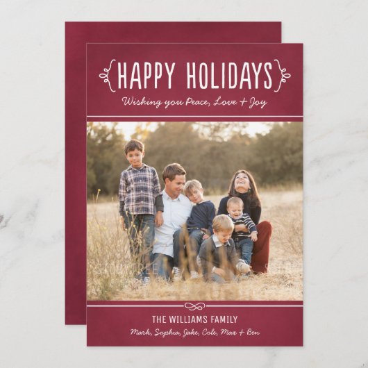 Prettig kerstfeest Rood rustiek wijn Foto Feestdagenkaart (Voorkant / Achterkant)