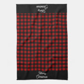 Prettig kerstfeest Rood & Zwart Buffalo Plaid Theedoek (Verticaal)