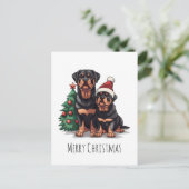 Prettig kerstfeest Rottweiler hond kerstboom Feestdagenkaart (Staand voorkant)