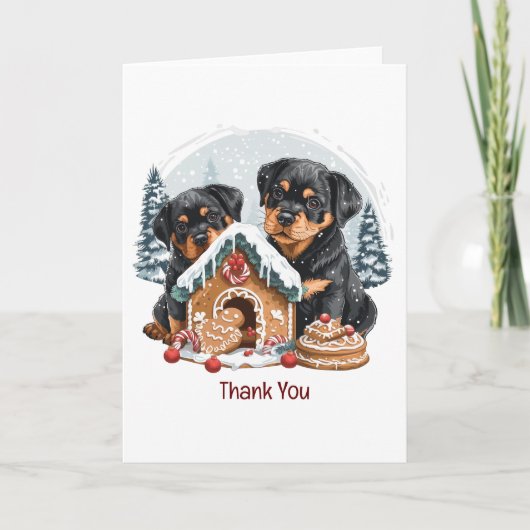 Prettig kerstfeest Rottweiler honden Koekhuis Bedankkaart (Voorkant)