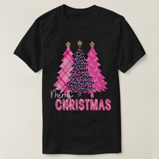 Prettig kerstfeest Roze Bomen  T-shirt (Design voorkant)