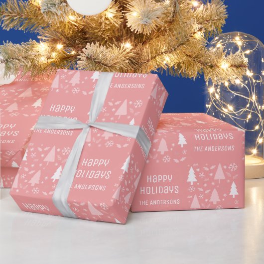 Prettig Kerstfeest Roze Cadeaupapier (Feestdagen)