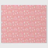 Prettig Kerstfeest Roze Cadeaupapier (Vlak)