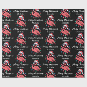 Prettig kerstfeest Roze Flamingo Persoonlijk Cadeaupapier