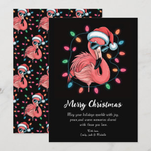 Prettig kerstfeest Roze Flamingo Persoonlijk Feestdagenkaart