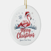 Prettig kerstfeest Roze Flamingo Persoonlijk Keramisch Ornament (Rechts)