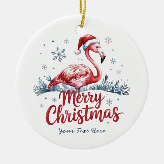 Prettig kerstfeest Roze Flamingo Persoonlijk Keramisch Ornament (Voorkant)