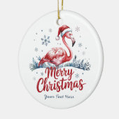 Prettig kerstfeest Roze Flamingo Persoonlijk Keramisch Ornament (Links)
