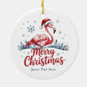 Prettig kerstfeest Roze Flamingo Persoonlijk Keramisch Ornament (Achterkant)