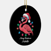 Prettig kerstfeest Roze Flamingo Persoonlijk Keramisch Ornament (Rechts)