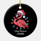 Prettig kerstfeest Roze Flamingo Persoonlijk Keramisch Ornament (Achterkant)