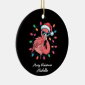 Prettig kerstfeest Roze Flamingo Persoonlijk Keramisch Ornament (Rechts)