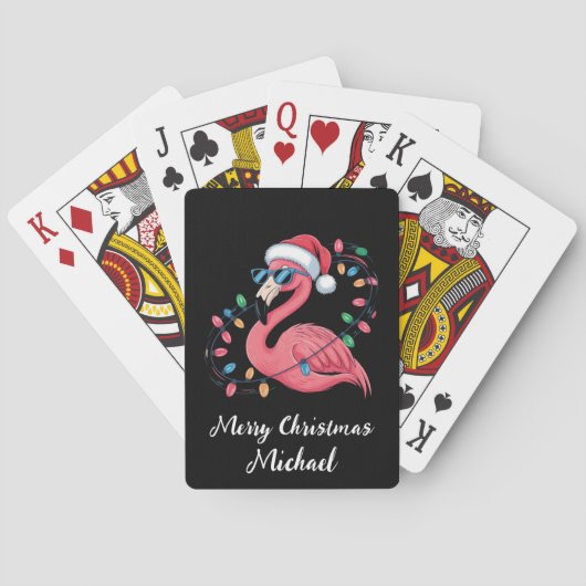 Prettig kerstfeest Roze Flamingo Persoonlijk Pokerkaarten (Achterkant)
