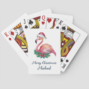 Prettig kerstfeest Roze Flamingo Persoonlijk Pokerkaarten