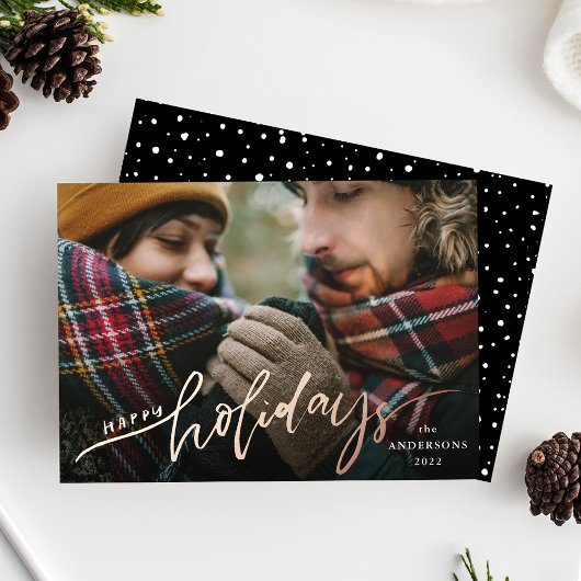 Prettig Kerstfeest Roze Goud Folie Script Kerstkaa Uitnodiging