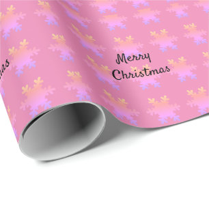 Prettig kerstfeest Roze Goud Sneeuwvlok Patronen Cadeaupapier