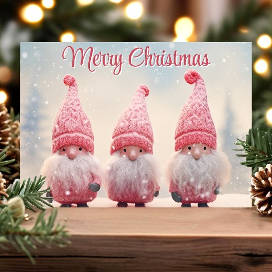 Prettig kerstfeest Roze Kabouters Feestdagen Kaart