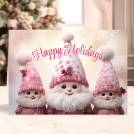 Prettig Kerstfeest Roze Kabouters Kerstmis Feestdagen Kaart