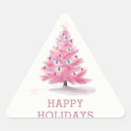 Prettig Kerstfeest Roze Kerstboom Modern Sticker