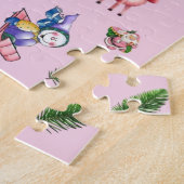 Prettig kerstfeest Roze Kerstman Rendier slee puzz Legpuzzel (Zijkant)