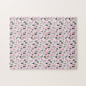 Prettig kerstfeest Roze Kerstman Sneeuwman Legpuzzel (Horizontaal)