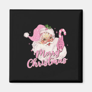 Prettig kerstfeest Roze kerstman Vintage Retro Ker Magneet