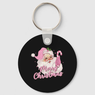 Prettig kerstfeest Roze Kerstman Vintage Retro Ker Sleutelhanger