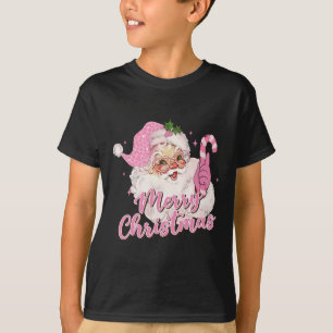 Prettig kerstfeest Roze kerstman Vintage Retro Ker T-shirt