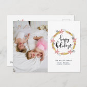 Prettig Kerstfeest Roze Krans | Kerst Fotokaart Feestdagenkaart (Voorkant / Achterkant)