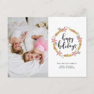 Prettig Kerstfeest Roze Krans   Kerst Fotokaart Feestdagenkaart