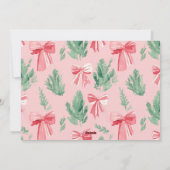 Prettig kerstfeest roze linten en groene tak feestdagenkaart (Achterkant)