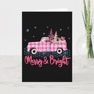 Prettig kerstfeest Roze Luipaard Truck Boom Fun Ke Kaart